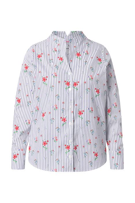 Halenka, pruhy, kalichový límec, V výstřih, dlouhé rukávy