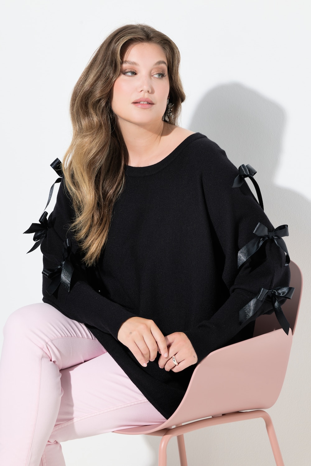 Pullover, bequeme Passform, Langarm mit Schleifen
