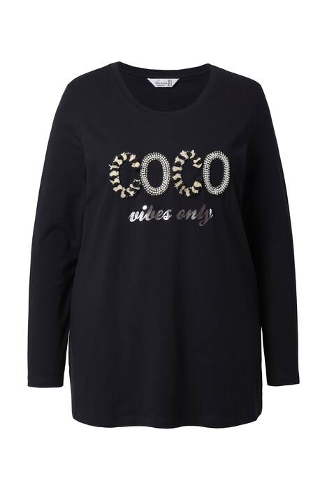 Tričko, A střih, perlová výšivka Coco, dlouhé rukávy