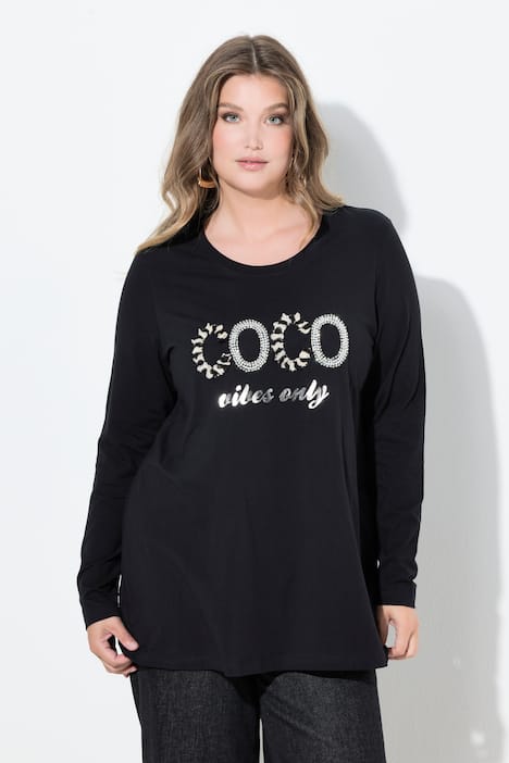 T-Shirt, A-Linie, Coco Perlenstickerei, Langarm