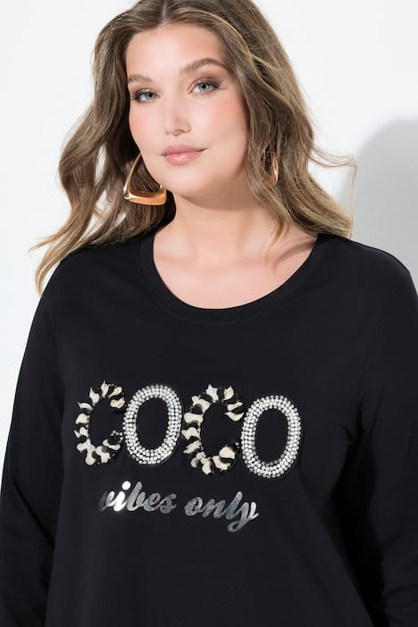T-Shirt, A-Linie, Coco Perlenstickerei, Langarm