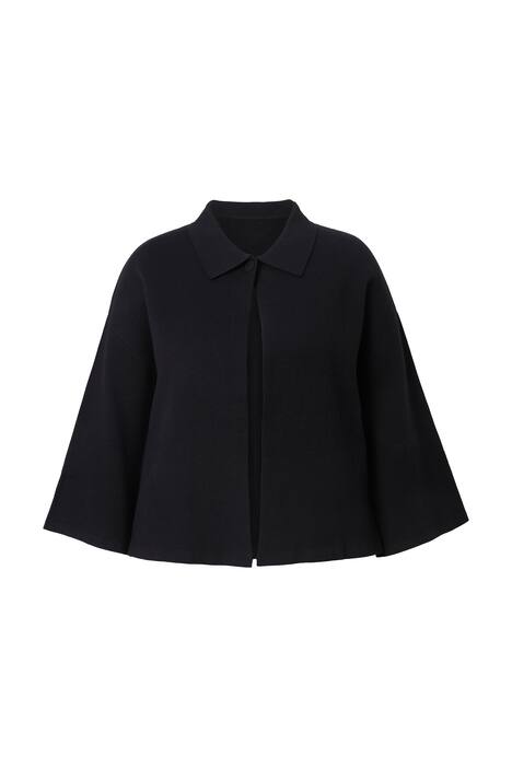 Rozepínací svetr, pelerína, široké 3/4 zvonové rukávy