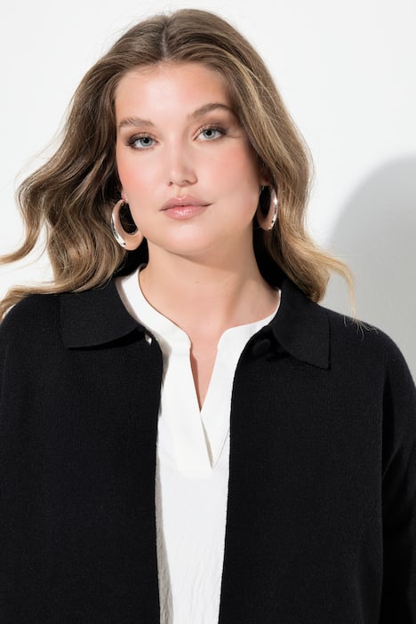 Strickjacke, Cape-Form, weite 3/4-Glockenärmel