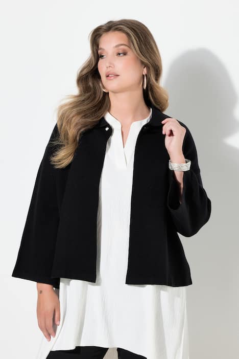 Strickjacke, Cape-Form, weite 3/4-Glockenärmel