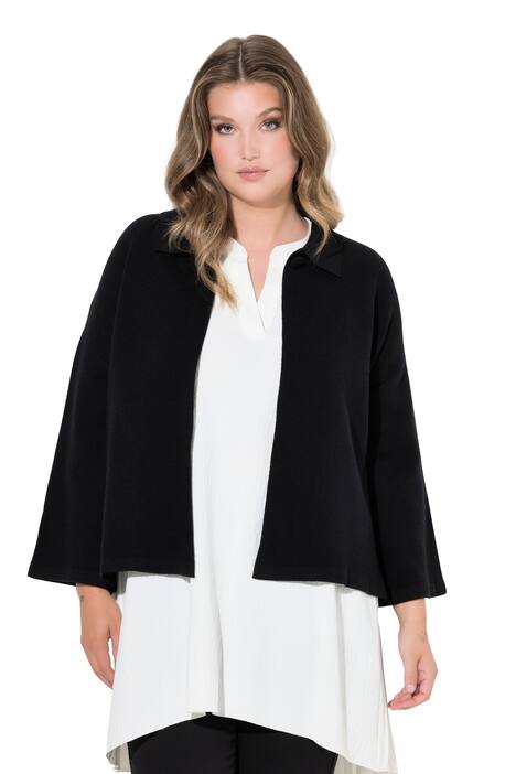 Rozepínací svetr, pelerína, široké 3/4 zvonové rukávy