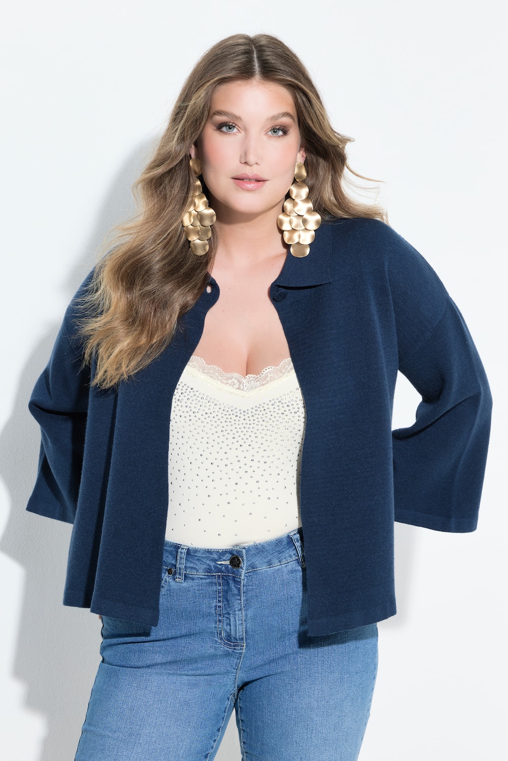 Vest, capemodel, wijde 3/4-klokmouw