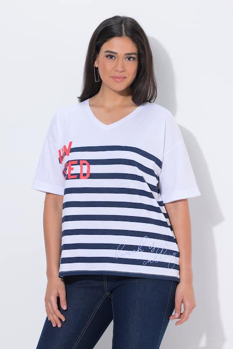 T-shirt, Sun Kissed, oversized, V-hals, korte mouwen