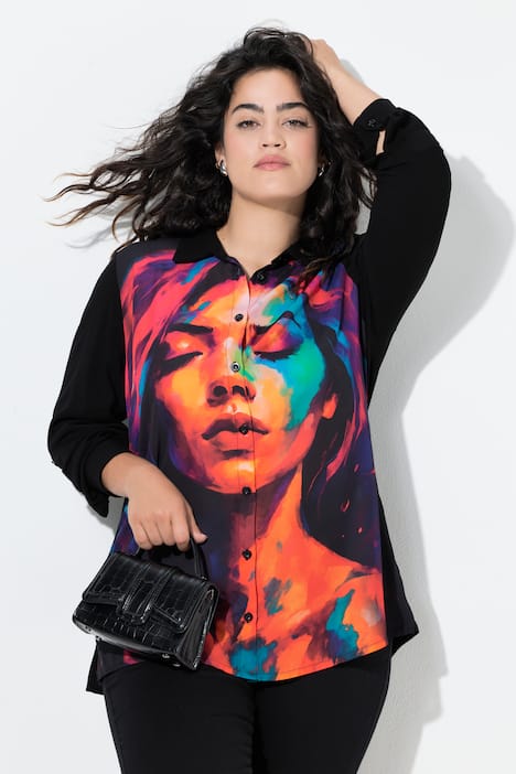 Bluse, gerade Passform, XL-Gesichtsmotiv