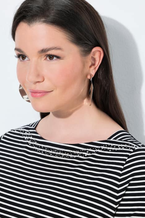 T-Shirt, Ringel, U-Boot-Ausschnitt, Halbarm, Pima Cotton