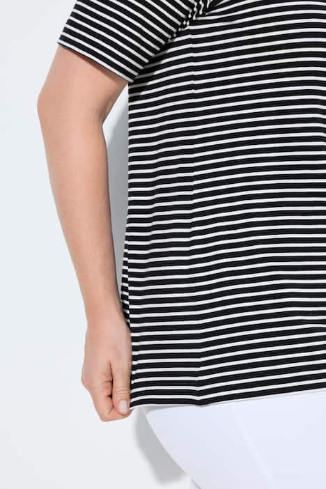 T-Shirt, Ringel, U-Boot-Ausschnitt, Halbarm, Pima Cotton