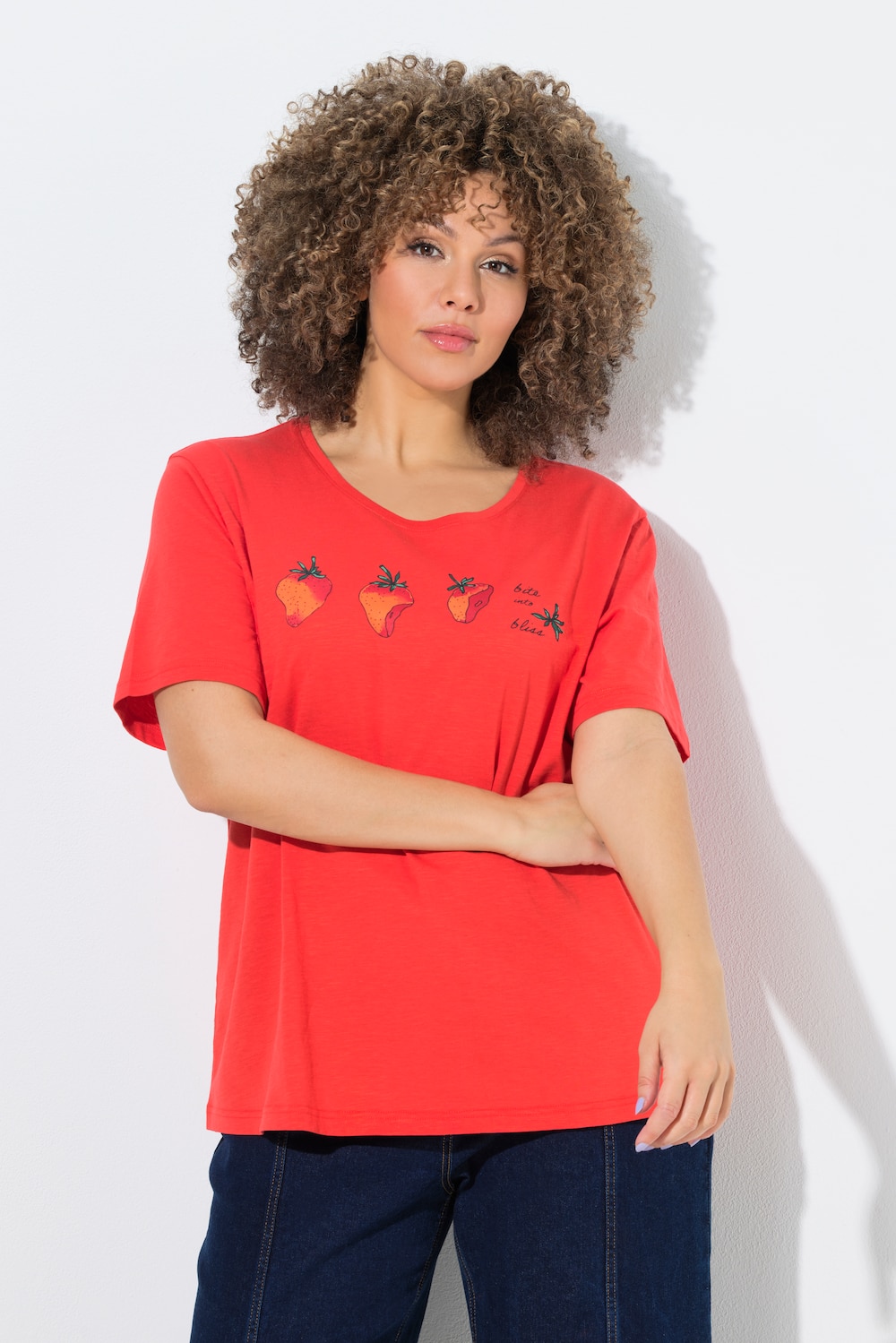 T-shirt, aardbeien, ronde hals, korte mouwen