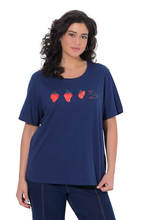 Tričko, s motivem jahod, kulatý výstřih, polodlouhé rukávy