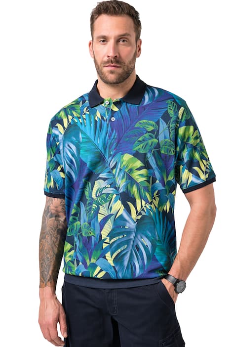 Polokošile JP1880, břišní střih, piké, krátké rukávy, květovaný vzor, XXL-8XL