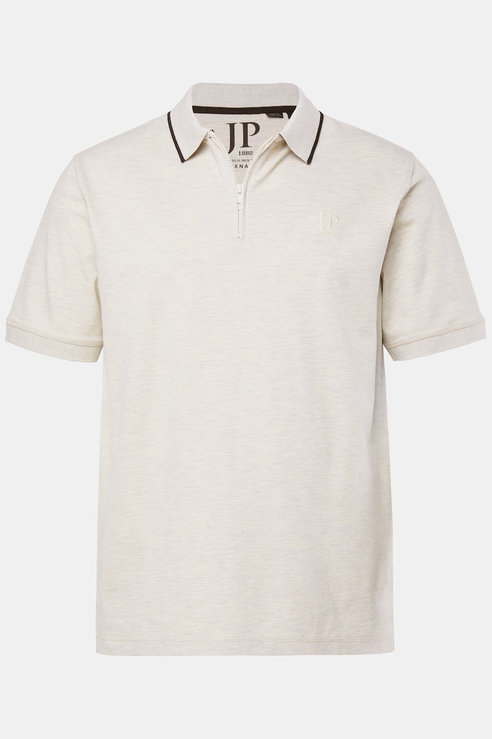 Polo JP 1880 en piqué, technologie FLEXNAMIC®, manches courtes et fermeture zippée - jusqu'au 8 XL