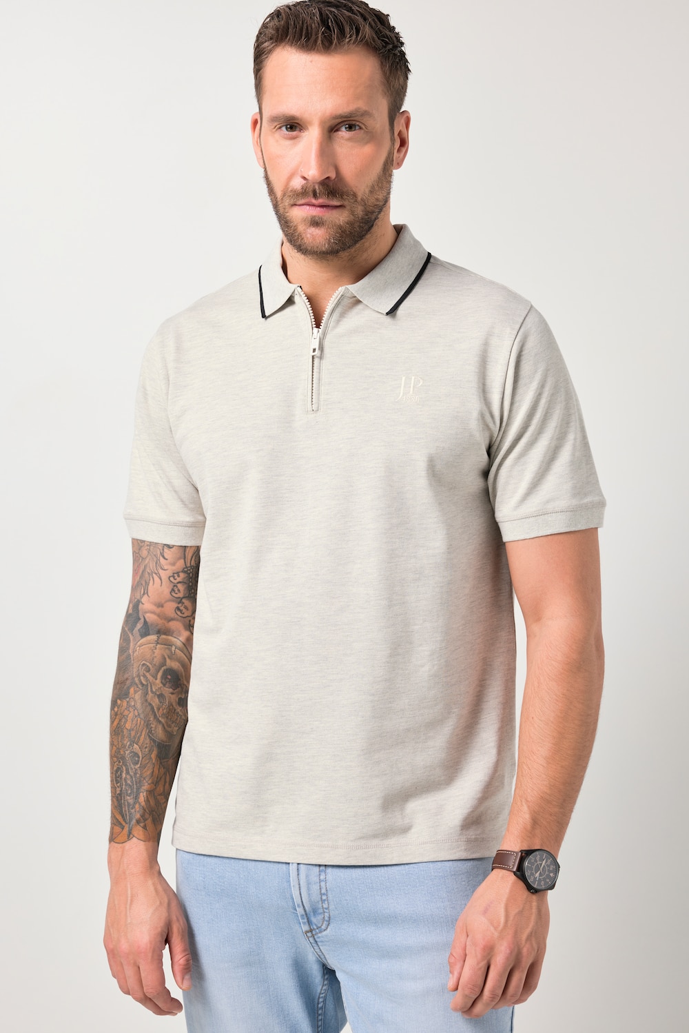 JP1880 Polo-Shirt FLEXNAMIC®, Halbarm, Zipper, Piqué, bis 8 XL