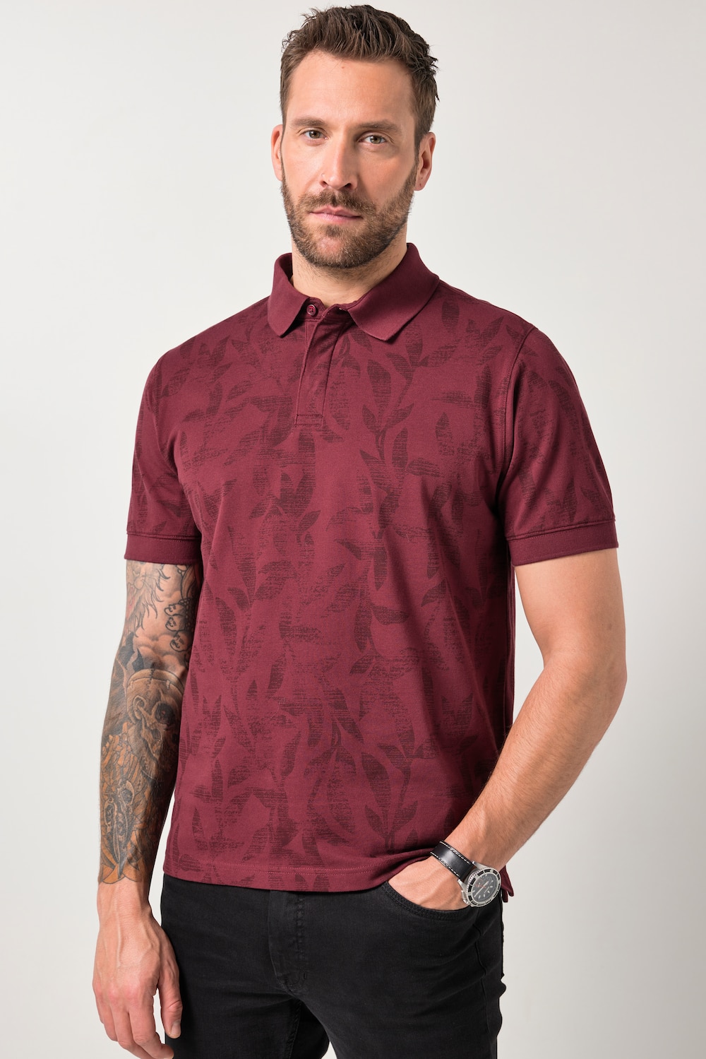 JP1880 Poloshirt, Halbarm, Piqué, Alloverdruck, bis 8 XL