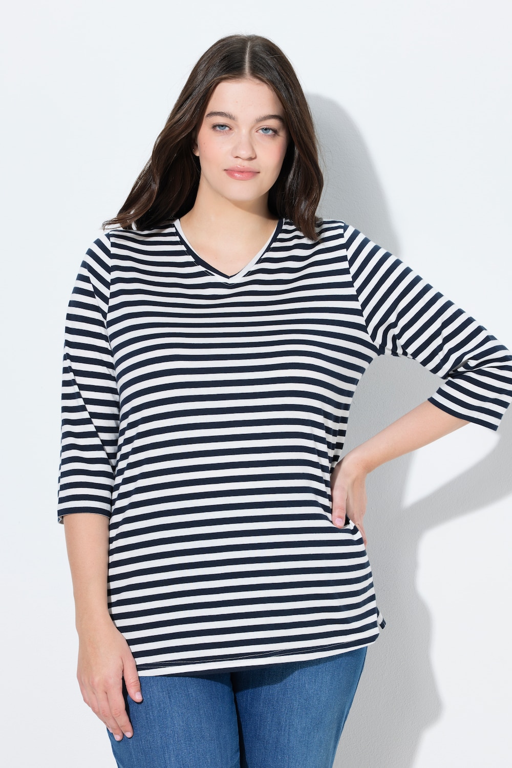 Große Größen Shirt, Damen, blau, Größe: 50/52, Baumwolle, Ulla Popken