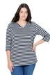 Tričko, pruhy, výstřih do V, 3/4 rukávy, biobavlna