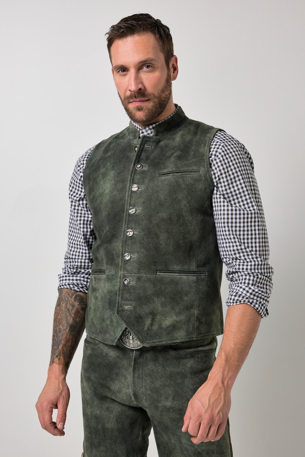 JP1880 Leder-Weste, Tracht, Leder, Ziegenveloursleder, bis 72