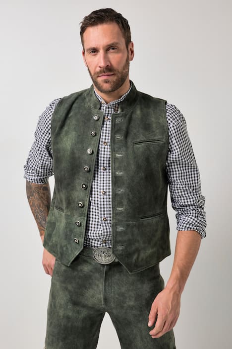 JP1880 Leder-Weste, Tracht, Leder, Ziegenveloursleder, bis 72