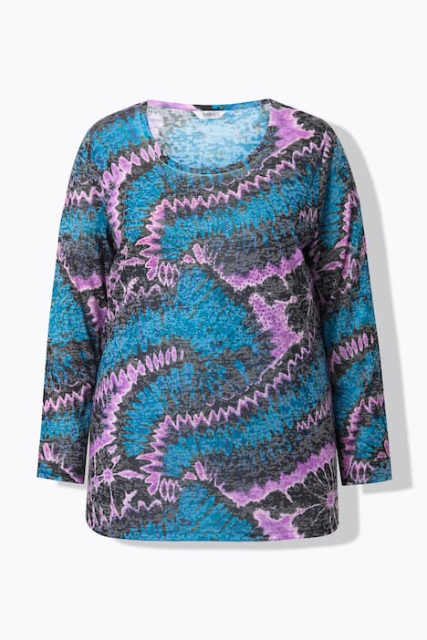 T-Shirt, bequeme Passform, Batikmuster, Langarm