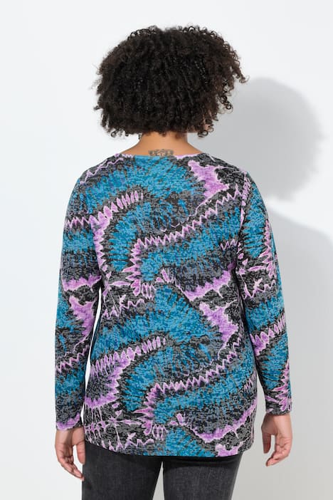 T-Shirt, bequeme Passform, Batikmuster, Langarm