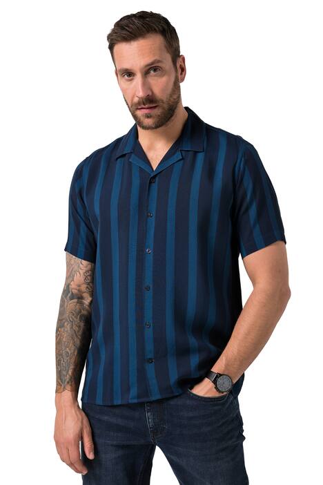 Pruhovaná košile, krátké rukávy, Cuba límeček, viskóza, Cuba střih, do 8XL