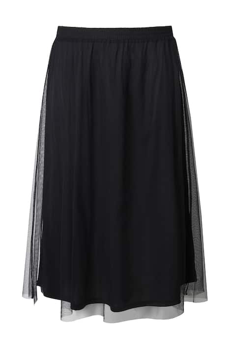 Síťovaná midi sukně, rovný střih, elastický pas