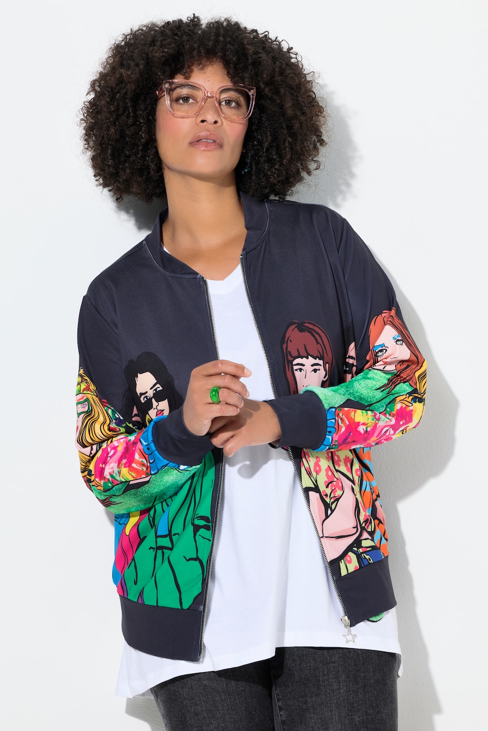 Scuba blouson, relaxed fit, vrouwenprint