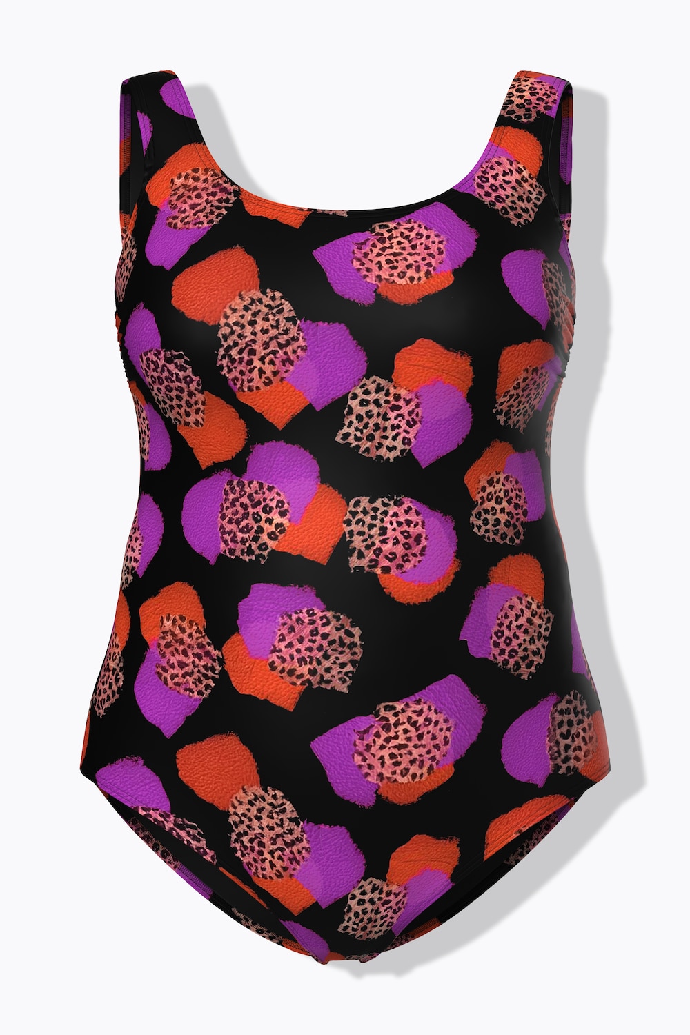 badpak, luipaardpatroon, zonder softcups, ronde hals