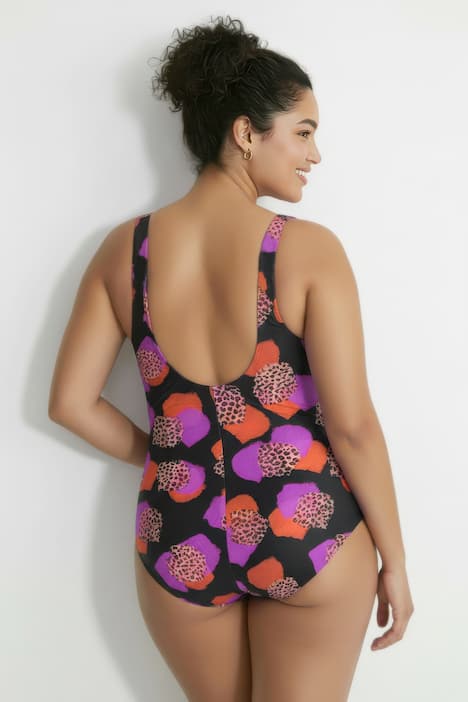 Badeanzug, Leomuster, ohne Softcups, Rundhals