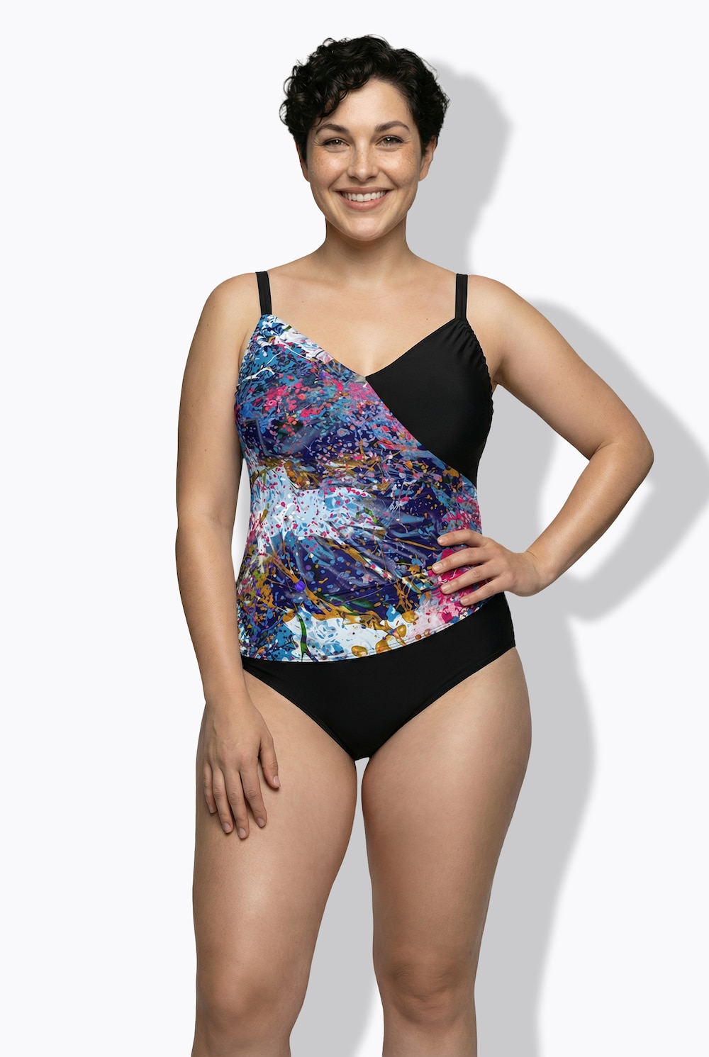 Badeanzug, Wickeloptik, Softcups, Träger verstellbar