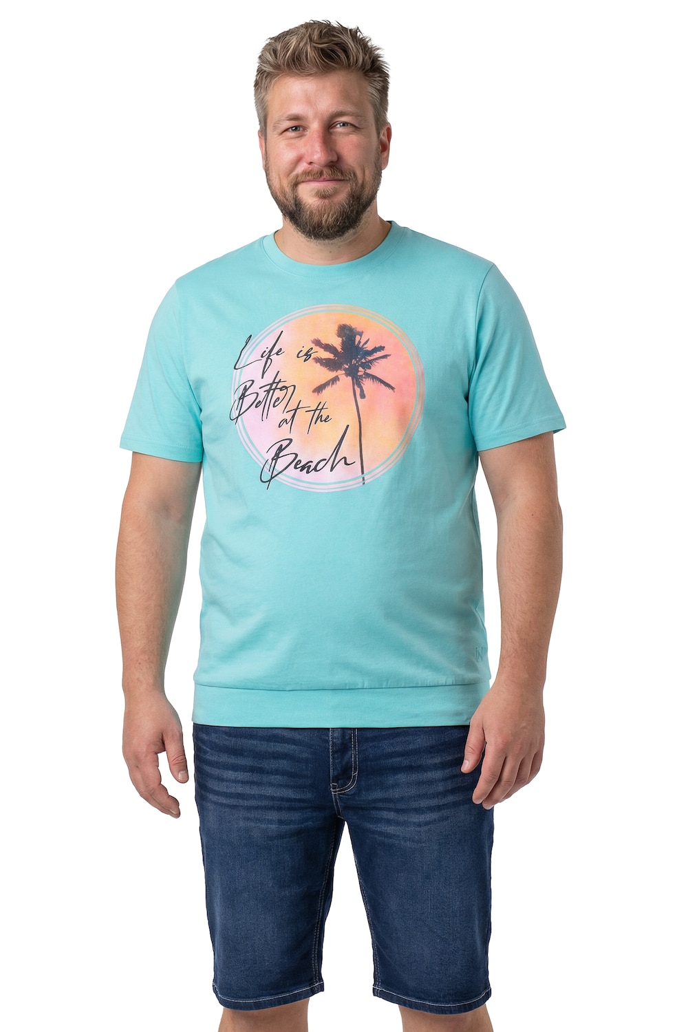 Stora storlekar T-shirt, Her, turkos, storlek: 6XL, Bomull, Men Plus