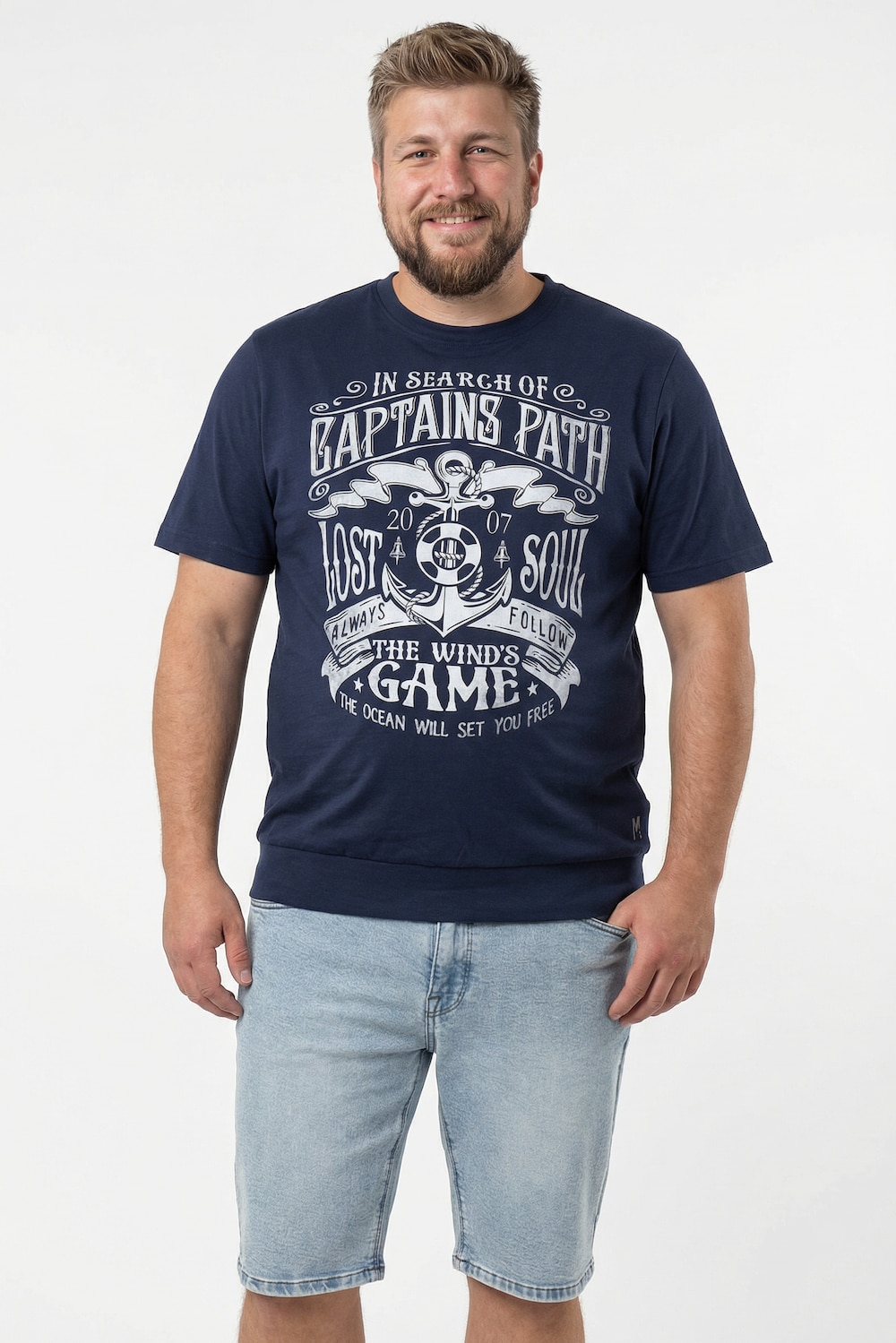 Men+ T-Shirt, Bauchfit, Print vorne, Halbarm, bis 8 XL