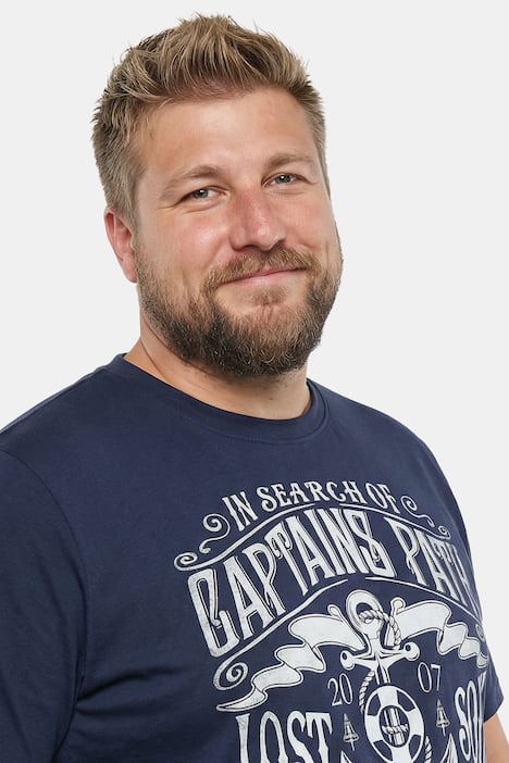 Men+ T-Shirt, Bauchfit, Print vorne, Halbarm, bis 8 XL