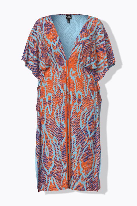 Caftan imprimé serpent, col en V et manches mi-longues