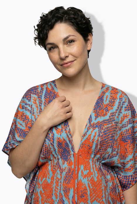 Kaftan, Schlangenmuster, V-Ausschnitt, Halbarm