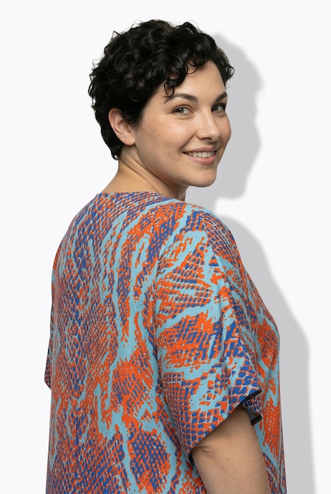 Kaftan, Schlangenmuster, V-Ausschnitt, Halbarm