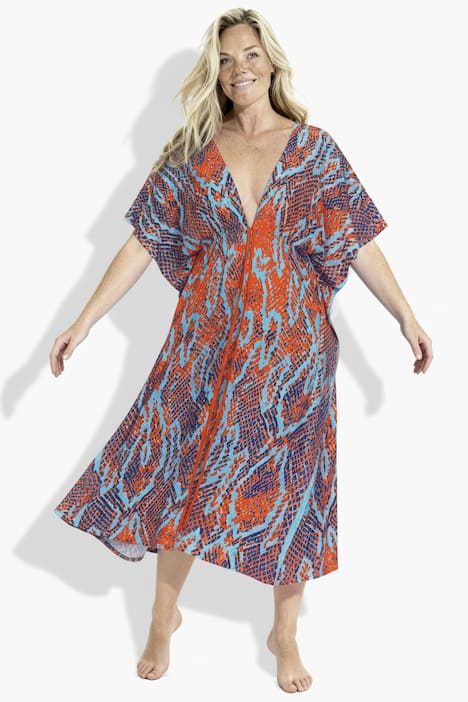Kaftan, Schlangenmuster, V-Ausschnitt, Halbarm