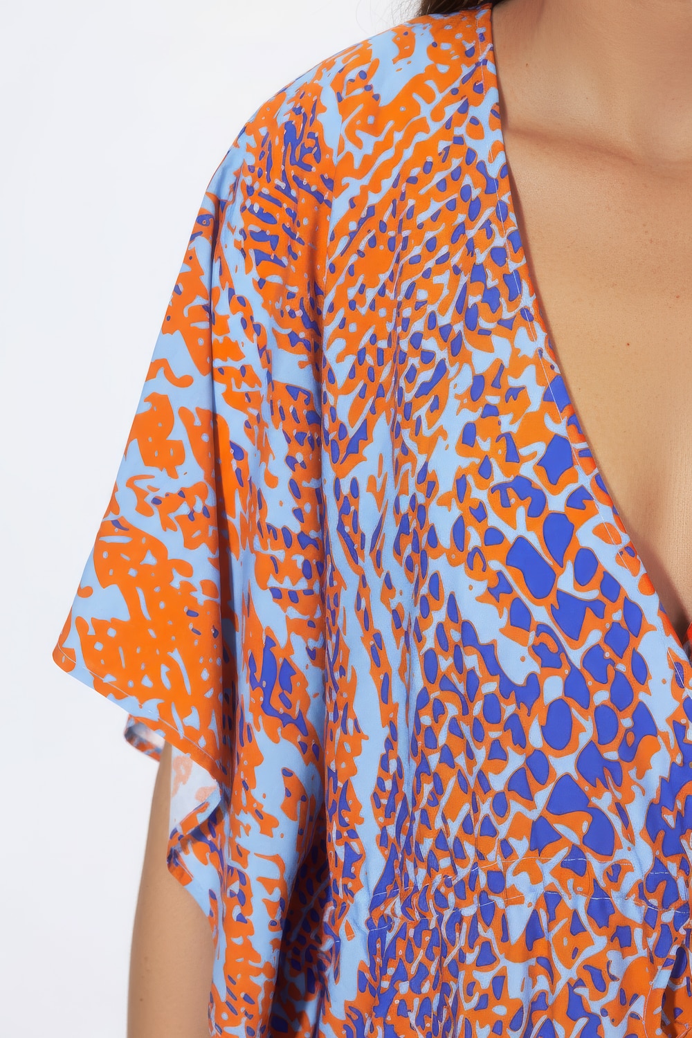 Kaftan, Schlangenmuster, V-Ausschnitt, Halbarm