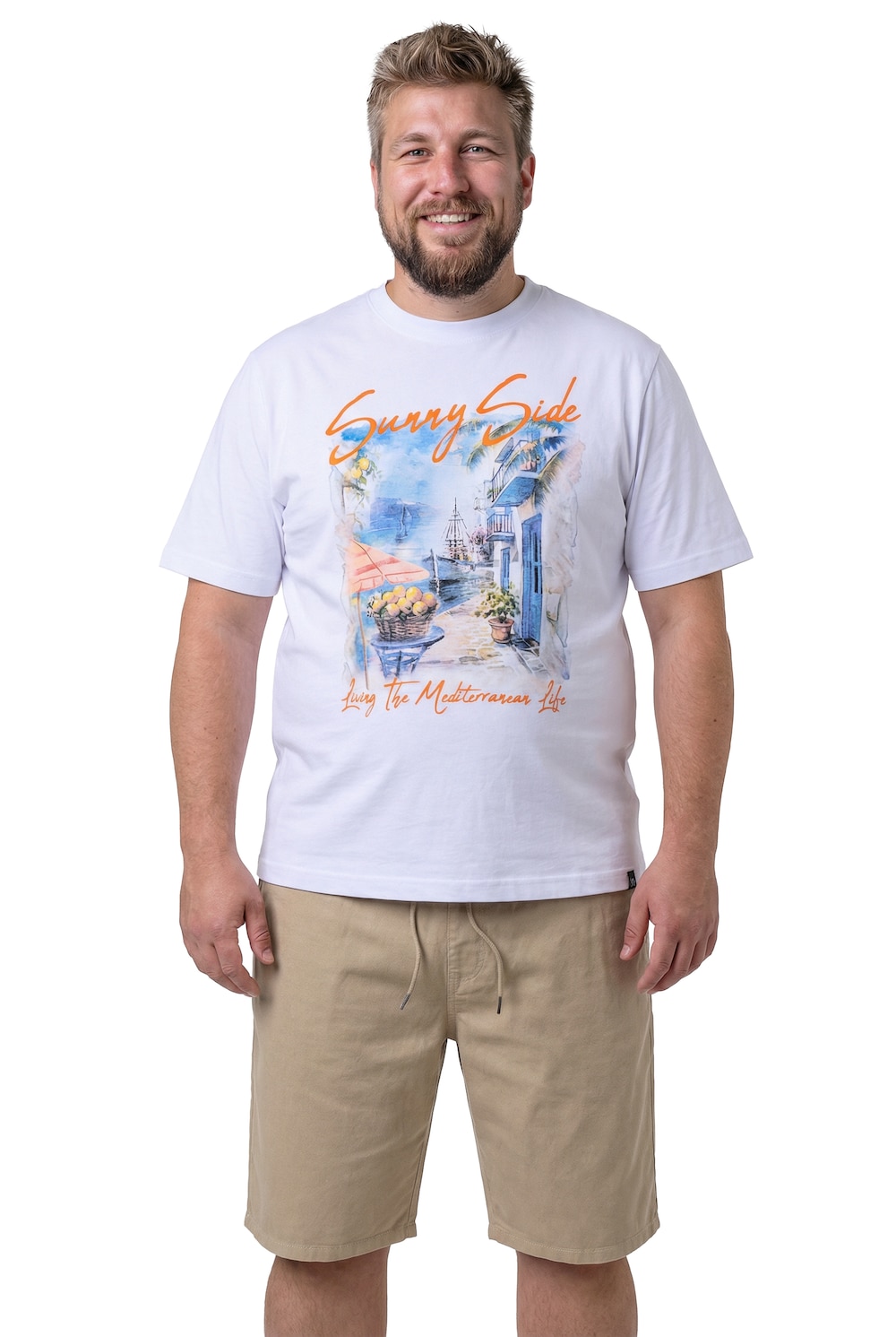 Stora storlekar T-shirt, Her, vit, storlek: 7XL, Bomull, Men Plus