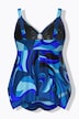 Tankini con fantasia a onde, anello decorativo, coppe morbide e materiale riciclato