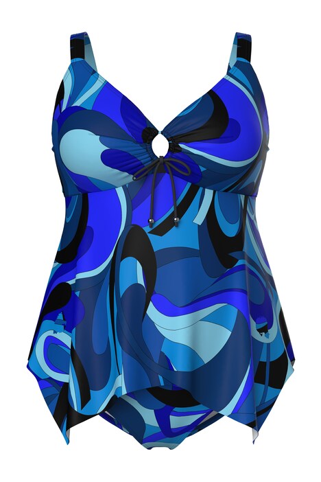 Tankini, vlnový vzor, ozdobný kroužek, měkké košíčky, recyklovaný materiál