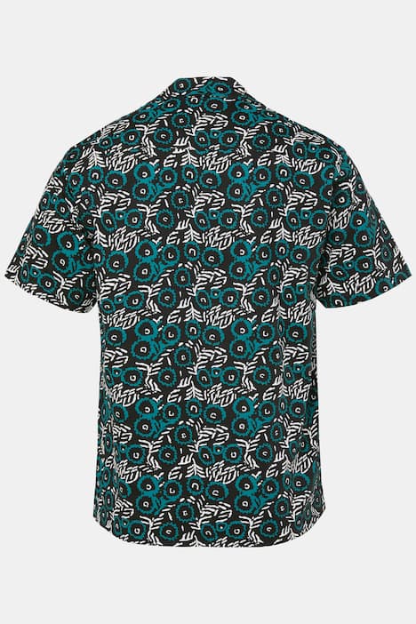 Chemise JP 1880 en jersey, manches courtes, col cubain et imprimé all-over, coupe Cuba-Fit - jusqu'au 8 XL