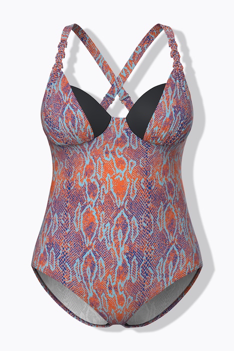 Badpak, beugel-softcups, slangenprint, gerecycled