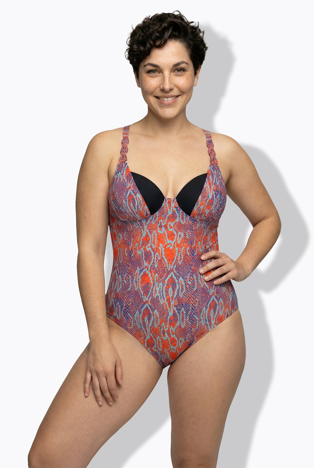 Badeanzug, Bügel-Softcups, Schlangenmuster, recycelt