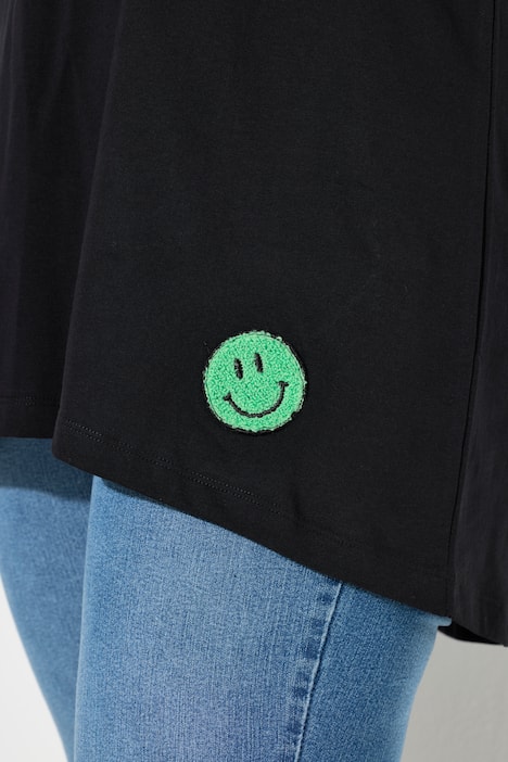 T-Shirt, A-Linie, Frottee-Smileys, Langarm