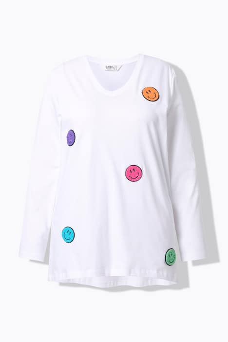 T-Shirt, A-Linie, Frottee-Smileys, Langarm
