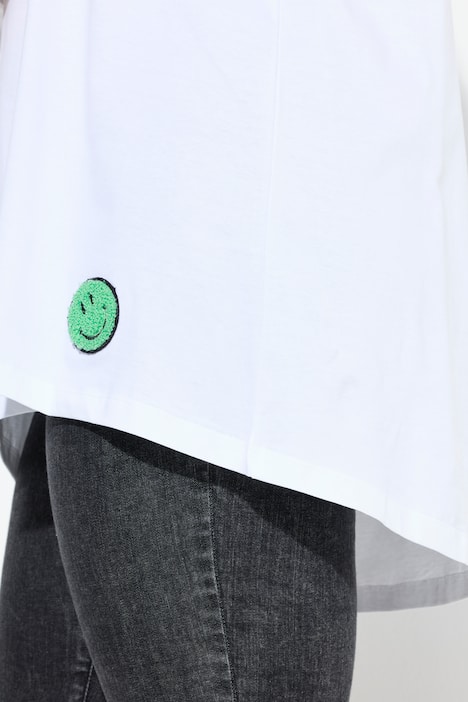 T-Shirt, A-Linie, Frottee-Smileys, Langarm