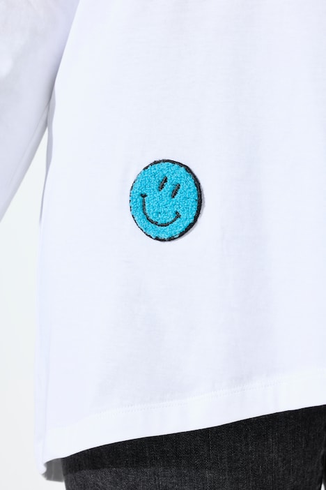 T-Shirt, A-Linie, Frottee-Smileys, Langarm